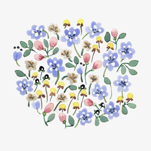 手绘花丛png免抠素材_新图网 https://ixintu.com 卡通 手绘 插画 植物 绘本 花丛 花朵
