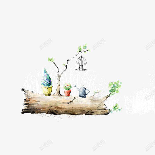 卡通手绘水彩淡彩树木植物psd免抠素材_新图网 https://ixintu.com 卡通手绘 树木 植物 水彩 淡彩