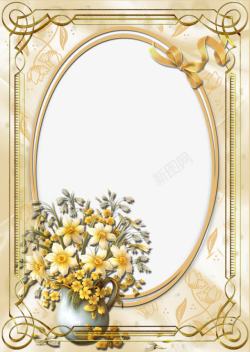 金色花朵相框装饰素材