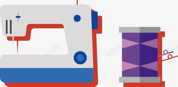 缝纫png免抠素材_新图网 https://ixintu.com 紫色 缝纫机 蓝色 针线