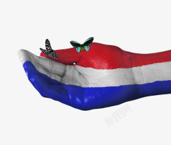 荷兰国旗手绘创意蝴蝶图案素材
