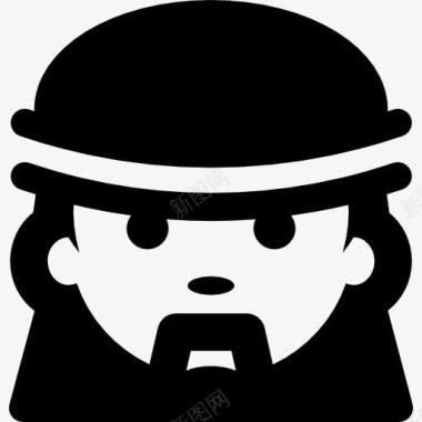 男人的脸与帽子和胡子图标图标
