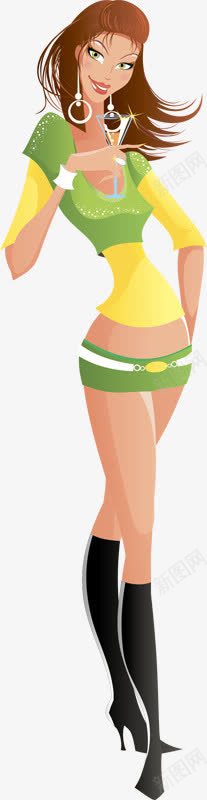 穿绿色露脐装短裤的妹子png免抠素材_新图网 https://ixintu.com 妹子 短裤 绿色 露脐装