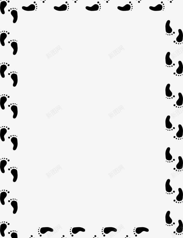 边框png免抠素材_新图网 https://ixintu.com 脚印 边框 黑色