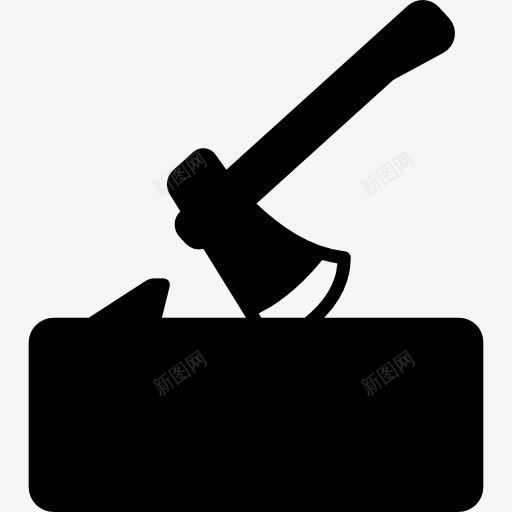 斧头在日志图标png_新图网 https://ixintu.com 建筑 斧头 施工工具 木工刀具 木材