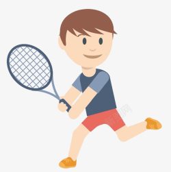 卡通男孩打网球素材