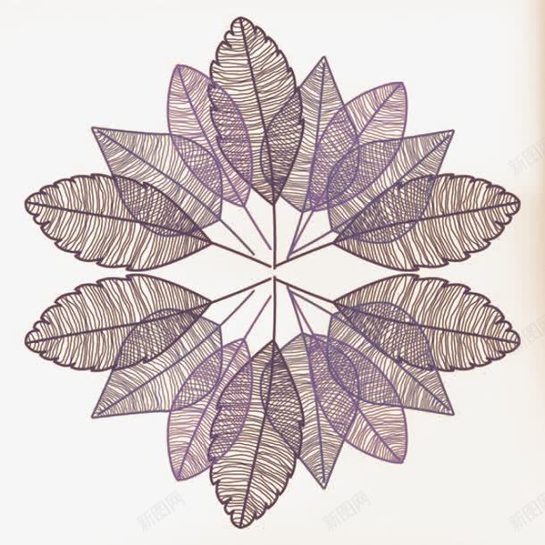 半透明的树叶png免抠素材_新图网 https://ixintu.com 树叶 紫色 线条 透明