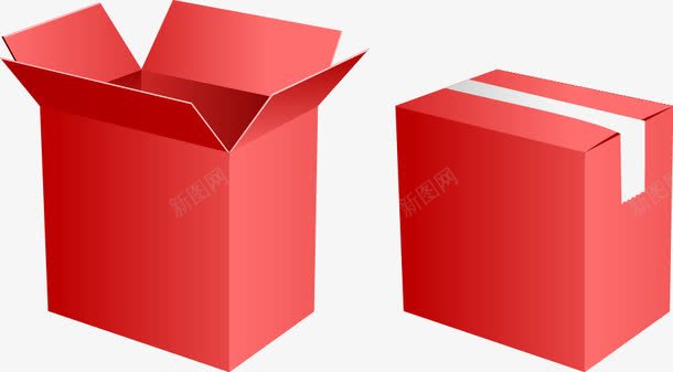 包装盒矢量图eps免抠素材_新图网 https://ixintu.com 免费矢量下载 包装盒 箱子 红色 矢量图