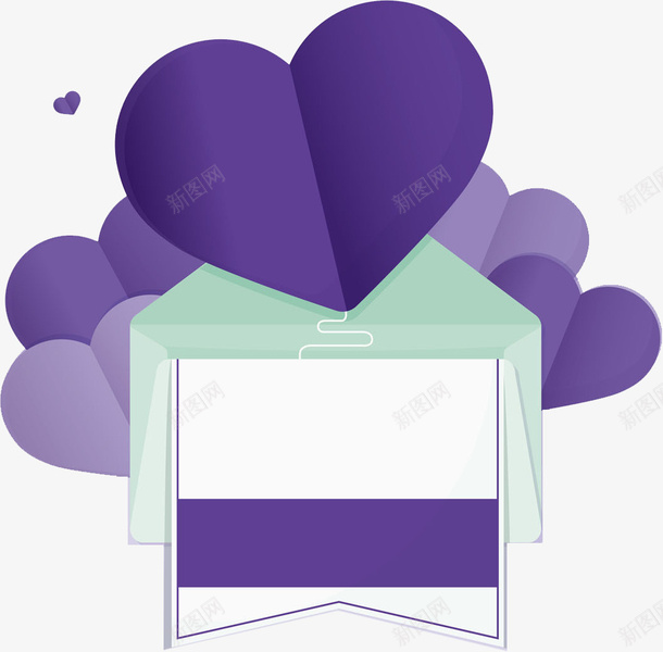 简约紫色爱心标签png免抠素材_新图网 https://ixintu.com 卡通 展板 情人节 插图 标签 爱心 紫色的