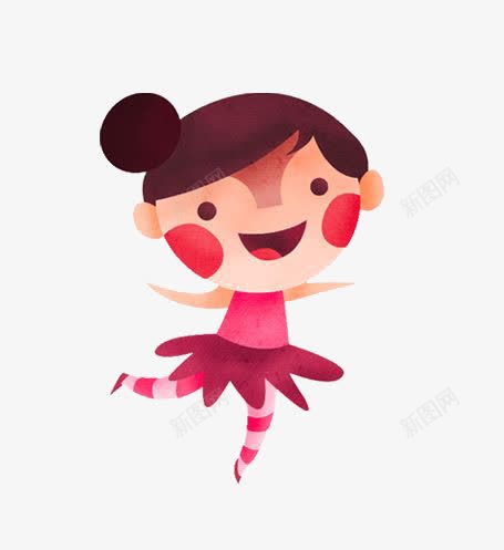 跳舞的女孩png免抠素材_新图网 https://ixintu.com 卡通 女孩 手绘 插画 粉色 舞蹈
