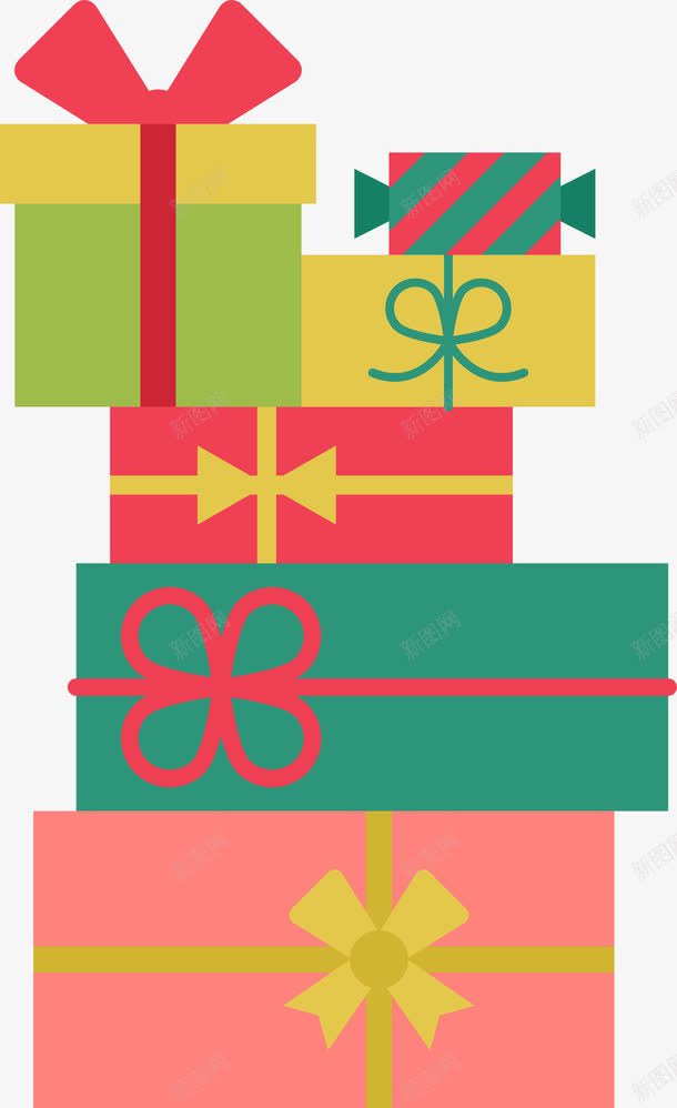 卡通彩色礼物盒png免抠素材_新图网 https://ixintu.com 卡通装饰 可爱 圣诞节 彩色 矢量图案 礼物盒