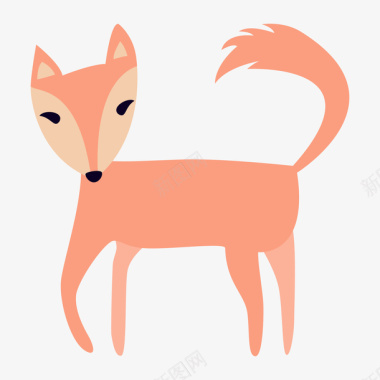 红色扁平化狐狸元素矢量图图标图标