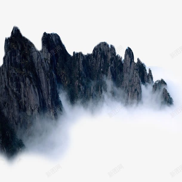 山峰png免抠素材_新图网 https://ixintu.com 中国风 山峰 雾 黑色
