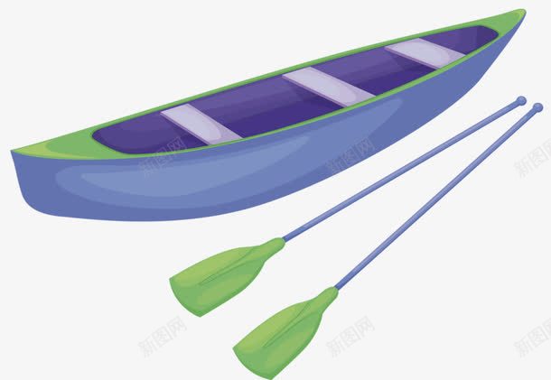 手绘小船png免抠素材_新图网 https://ixintu.com 小船 彩色 木制 船桨
