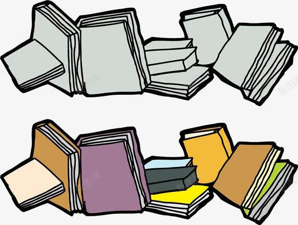 散落堆积的书png免抠素材_新图网 https://ixintu.com 丰富知识 书 书模 卡通手绘 学习 学生上课 掌握 看书 知识 课本