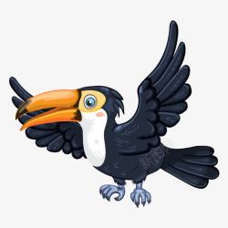 平面鹦鹉素材卡通手绘黑色鹦鹉高清图片