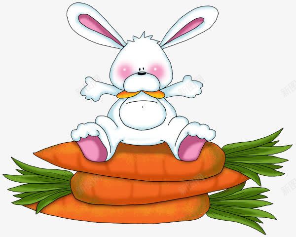 卡通胡萝卜与小白兔png免抠素材_新图网 https://ixintu.com 动物 卡通 可爱 小白兔 植物 胡萝卜