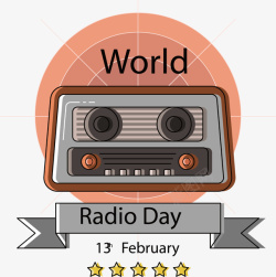 红色磁带世界收音日矢量图高清图片