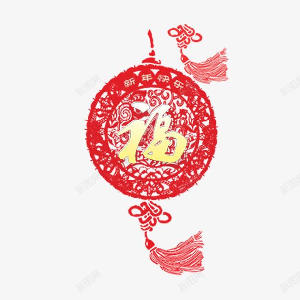 新年快乐装饰物png免抠素材_新图网 https://ixintu.com 中国结 圆形 简约 红色