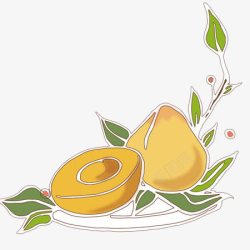 黄色桃子插画素材