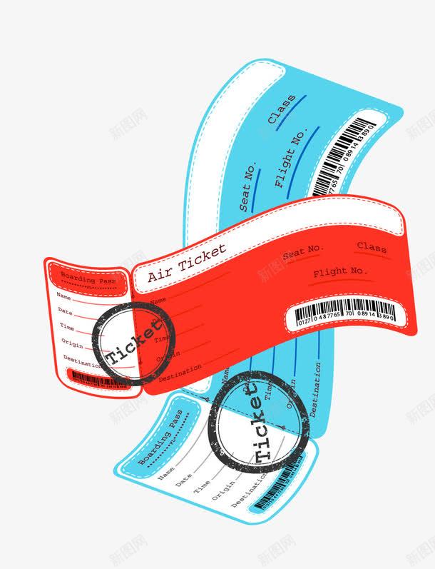 机票png免抠素材_新图网 https://ixintu.com 机票 矢量素材 红色 蓝色