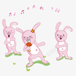 红色卡通三只兔子矢量图素材