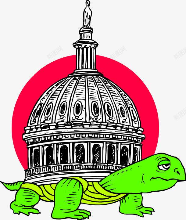 一只背着建筑的乌龟png免抠素材_新图网 https://ixintu.com 乌龟 卡通 建筑 简笔画 钢笔画