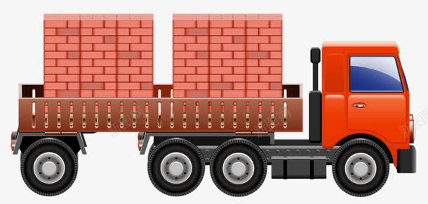 拉砖头的卡车png免抠素材_新图网 https://ixintu.com 卡车 开车 砖头 红色