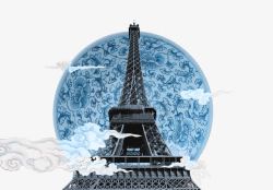 法国塔风情夜景巴黎铁塔高清图片