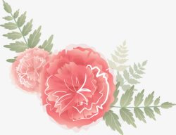 粉色水彩中式花朵植物树枝素材