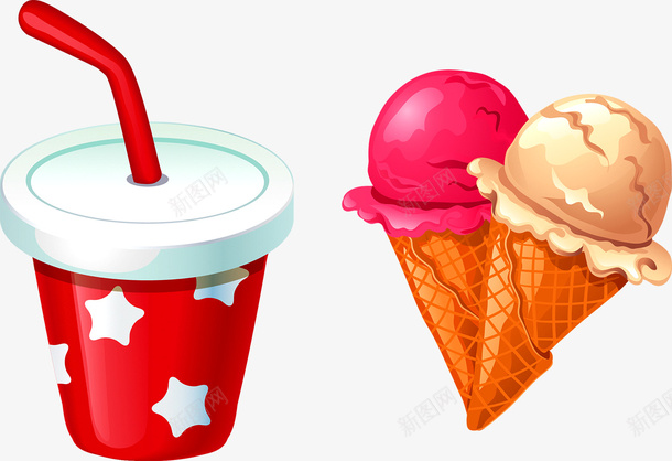 饮料冰淇淋矢量图ai免抠素材_新图网 https://ixintu.com 冰淇淋 雪糕 饮料 矢量图