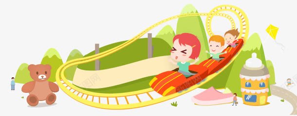 孩子玩过山车png免抠素材_新图网 https://ixintu.com 孩子 玩具 玩耍 过山车