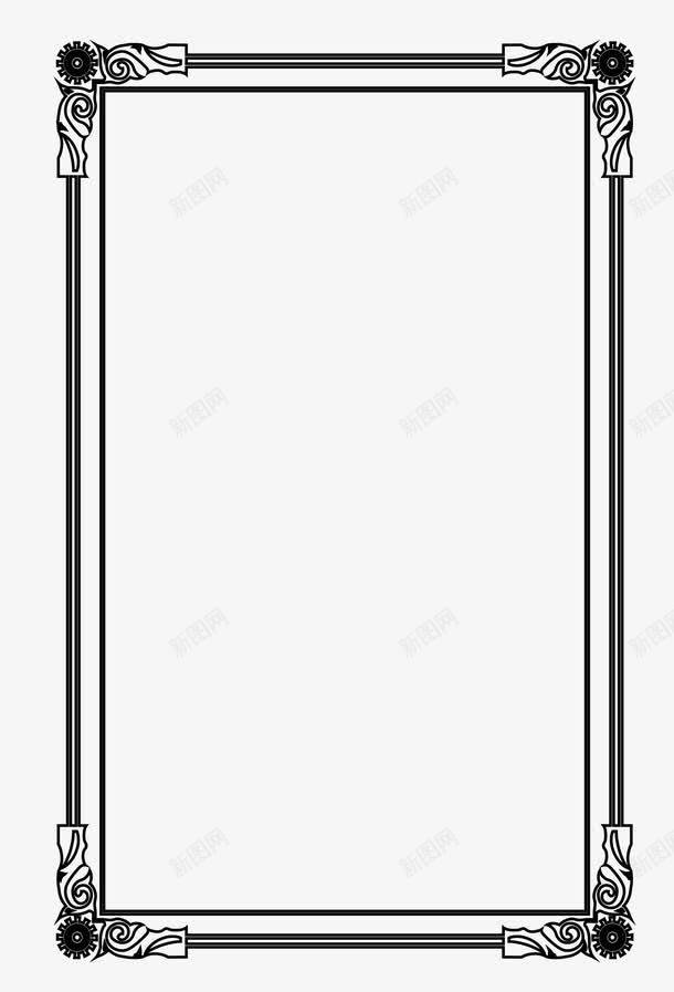 花纹黑色条形框png免抠素材_新图网 https://ixintu.com 国风 条形框 素材 花纹 黑色