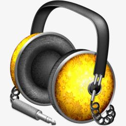 黄色立体耳机素材