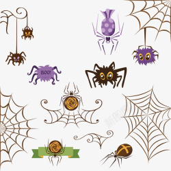 紫色蜘蛛网花样蜘蛛矢量图高清图片