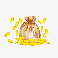 不同的金币符号金币钱袋高清图片