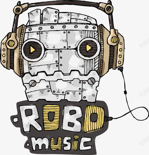卡通复古音乐机器人png免抠素材_新图网 https://ixintu.com 做旧 卡通复古音乐机器人