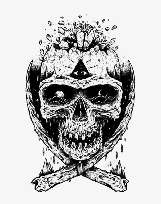 创意骷髅头png免抠素材_新图网 https://ixintu.com 怪兽 素描 骷髅 骷髅头免扣元素 黑色骷髅头