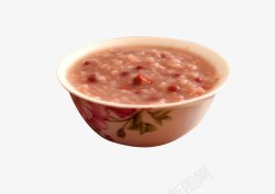 紫红色花朵花纹陶瓷碗中的红豆粥素材