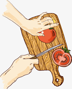 手切西红柿矢量图素材