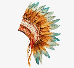 水彩印第安酋长帽素材