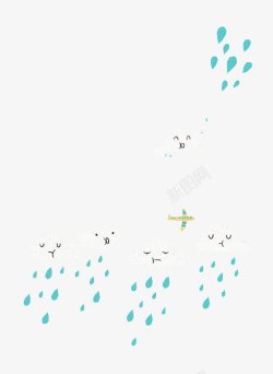 手绘下雨天素材