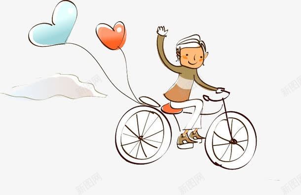 人自行车爱心气球png免抠素材_新图网 https://ixintu.com 人 气球 爱心 自行车