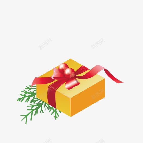 精美黄色圣诞礼物盒png免抠素材_新图网 https://ixintu.com 圣诞礼物 精美礼物 黄色