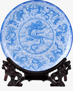 中国风装饰瓷盘漂浮素材