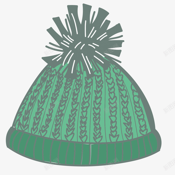 绿色帽子手绘矢量图ai免抠素材_新图网 https://ixintu.com 个性 保暖 冬天 卡通 帽子 手绘 毛线帽 绿色 矢量图
