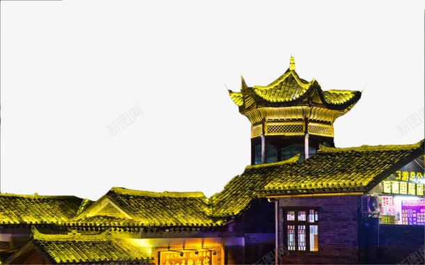 湖南凤凰古城夜景png免抠素材_新图网 https://ixintu.com 名胜古迹 旅游风景 著名建筑