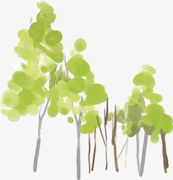 绿色墨迹手绘树林素材