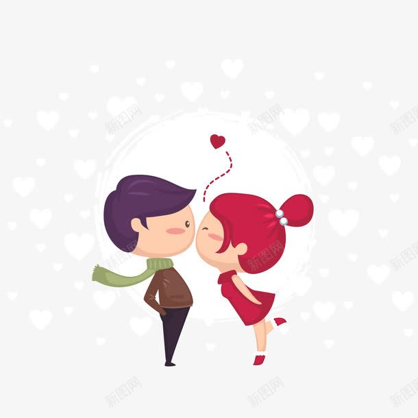 亲吻的可爱情侣png免抠素材_新图网 https://ixintu.com 亲吻 可爱 围巾 情侣 矢量素材