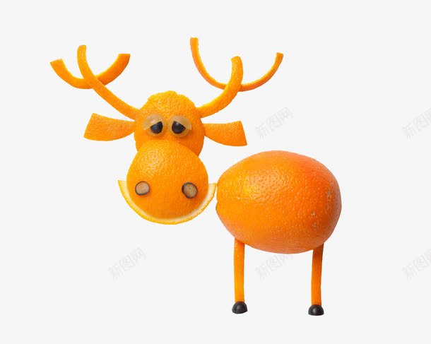 创意橘子小鹿png免抠素材_新图网 https://ixintu.com 创意橘子 创意水果 橘子动物 橘子小鹿
